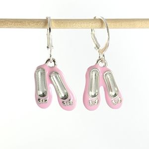 Stainless Steel Hoop Pink Ballet Slipper Earrings